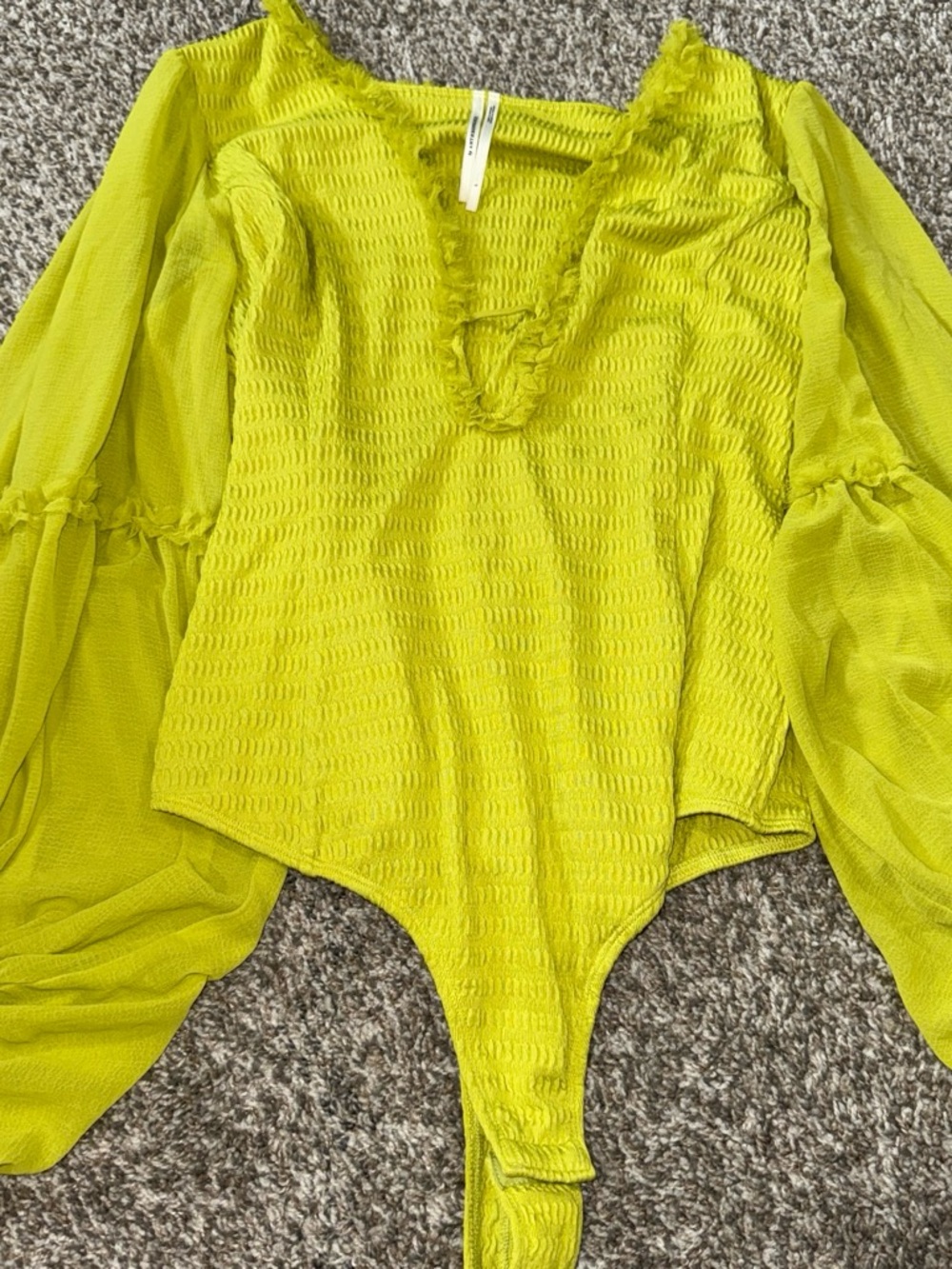 Anthropologie chartreuse One-Piece Bodysuit with Bishop Sleeves